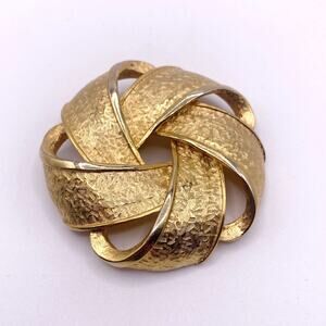 Vintage Gold Tone Large Knotted Brooch Unsigned